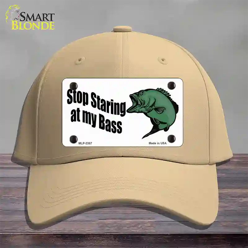 Stop Staring At My Bass Novelty License Plate Hat Cotton / Khaki