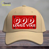 God Loves You Novelty License Plate Hat Cotton / Khaki