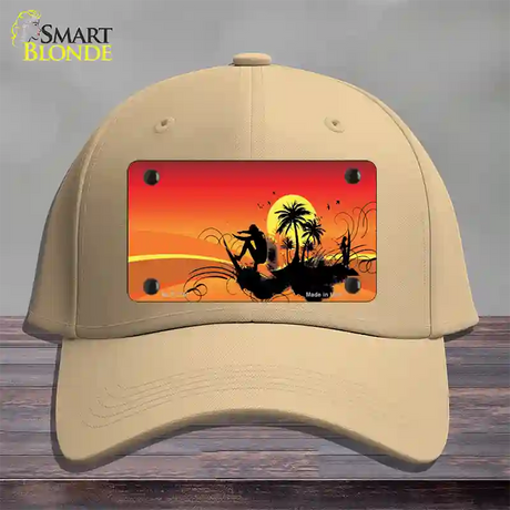 Sunset Surfer Novelty License Plate Hat Cotton / Khaki