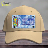 I Believe Novelty License Plate Hat Cotton / Khaki