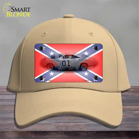 Confederate Flag Charger Novelty License Plate Hat Cotton / Khaki