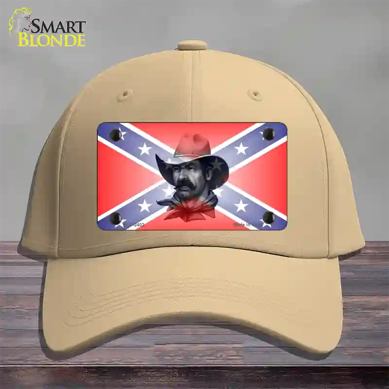 Confederate Flag Cowboy Novelty License Plate Hat Cotton / Khaki
