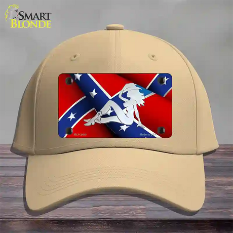 Rebel Flag Mudflap Cowgirl Novelty License Plate Hat Cotton / Khaki