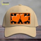 Orange Black Polka Dot Orange Center Hearts Novelty License Plate Hat Cotton / Khaki