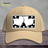 White Black Polka Dot Black Center Hearts Novelty License Plate Hat Cotton / Khaki