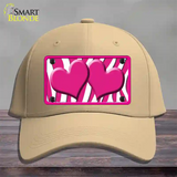 Hot Pink White Zebra Hot Pink Centered Hearts Novelty License Plate Hat Cotton / Khaki