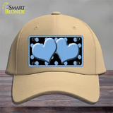 Light Blue Black Polka Dot Light Blue Centered Hearts Novelty License Plate Hat Cotton / Khaki