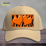 Orange Black Zebra Orange Centered Hearts Novelty License Plate Hat Cotton / Khaki