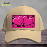 Pink Black Giraffe Pink Centered Hearts Novelty License Plate Hat Cotton / Khaki