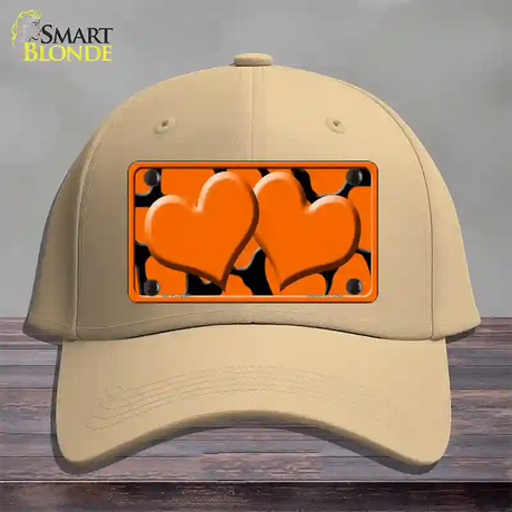 Orange Black Giraffe Orange Centered Hearts Novelty License Plate Hat Cotton / Khaki