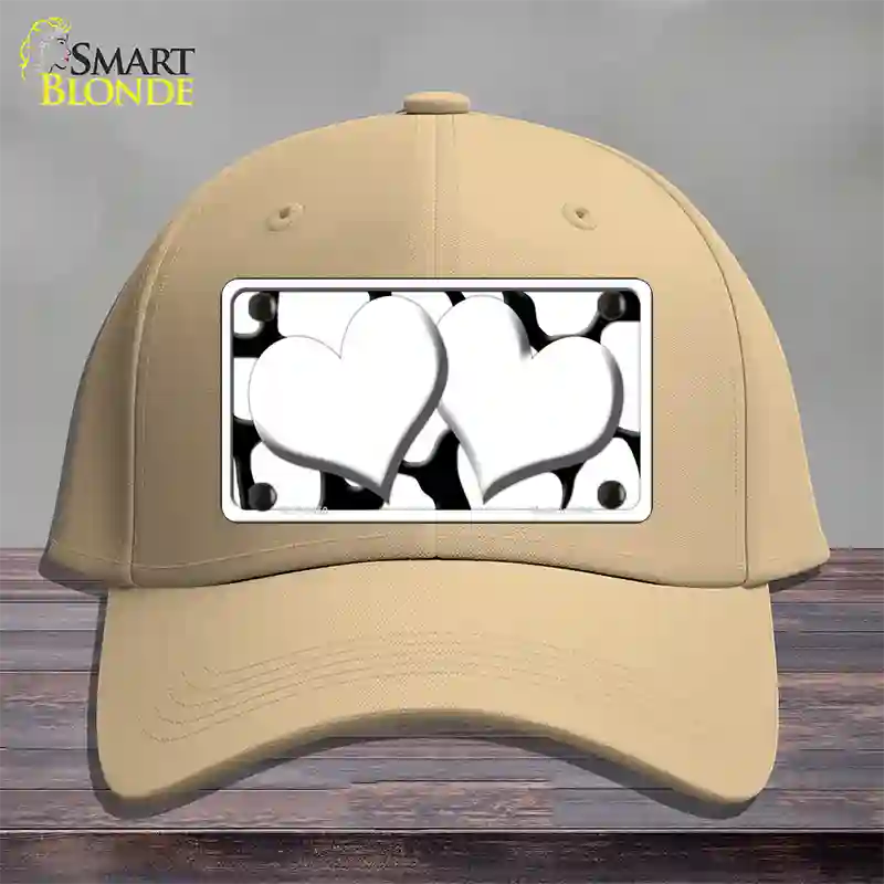 White Black Giraffe White Centered Hearts Novelty License Plate Hat Cotton / Khaki