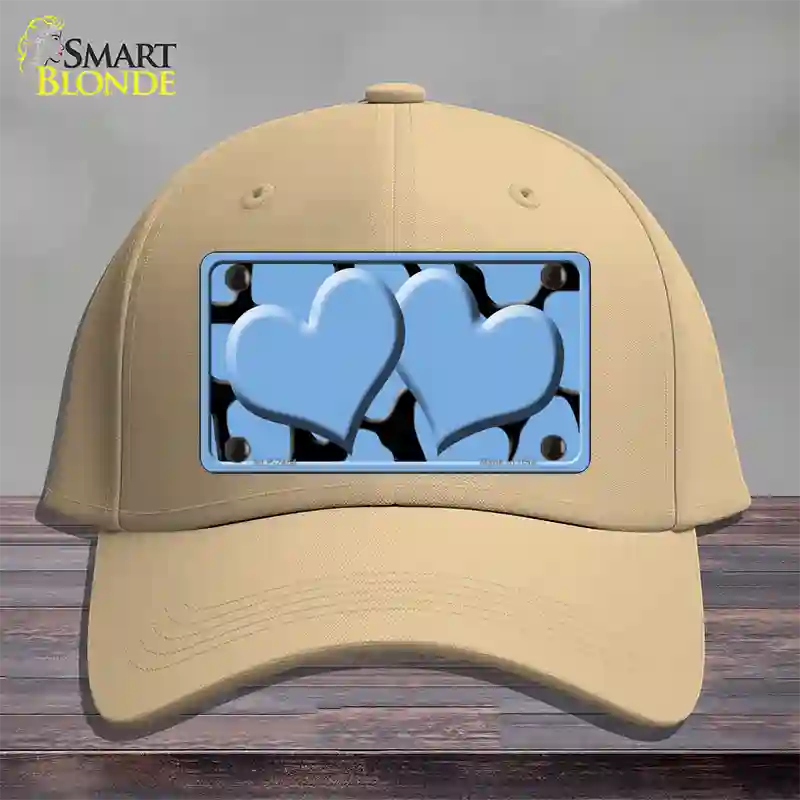 Light Blue Black Giraffe Light Blue Centered Hearts Novelty License Plate Hat Cotton / Khaki