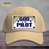 God Is My Pilot Novelty License Plate Hat Cotton / Khaki