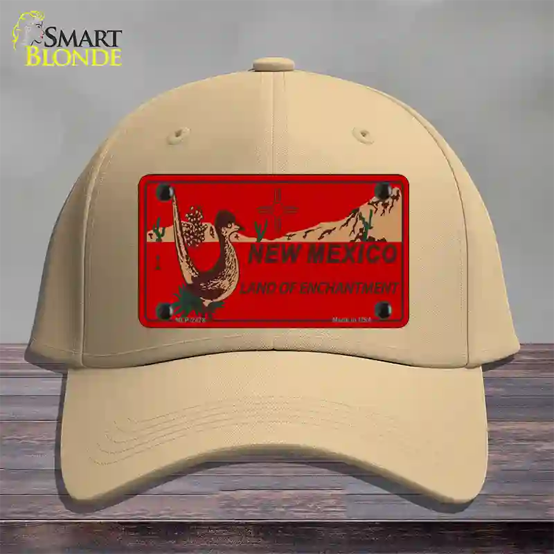 Roadrunner Red New Mexico Novelty License Plate Hat Cotton / Khaki