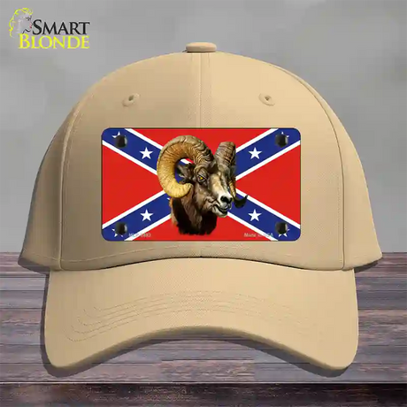 Confederate Flag Ram Novelty License Plate Hat Cotton / Khaki