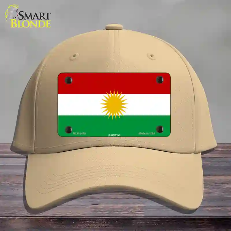 Kurdistan Flag Novelty License Plate Hat Cotton / Khaki