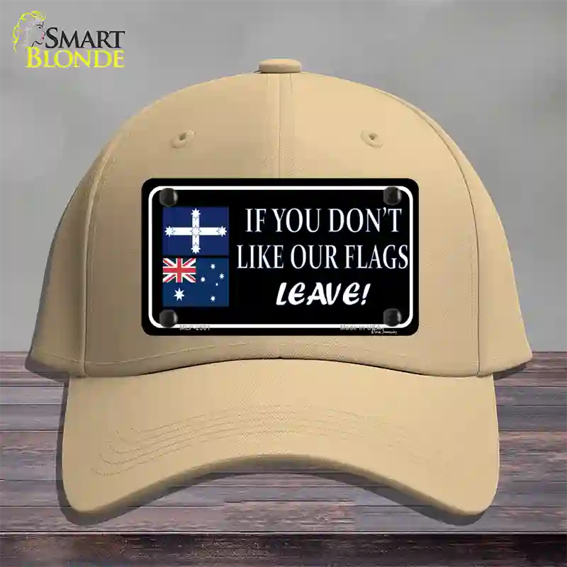 If You Dont Like Our Flag Leave Novelty License Plate Hat Cotton / Khaki