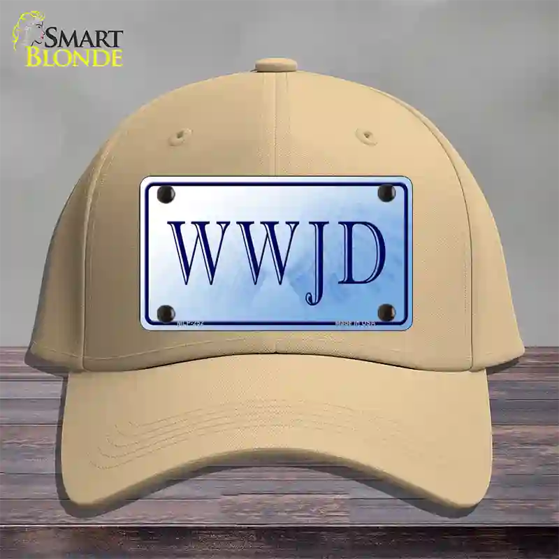 WWJD Novelty License Plate Hat Cotton / Khaki