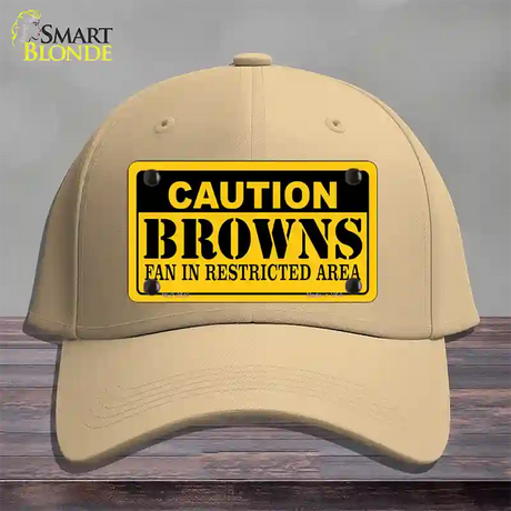 Caution Browns Novelty License Plate Hat Cotton / Khaki