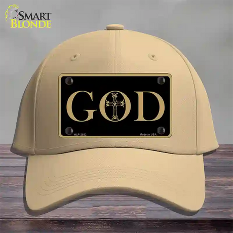 God Novelty License Plate Hat Cotton / Khaki