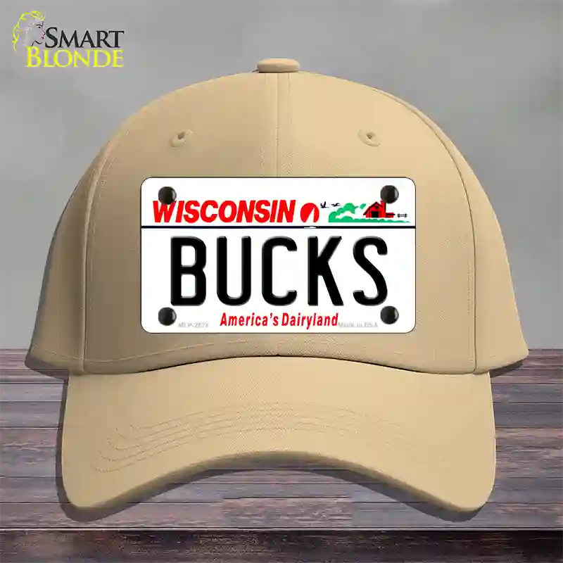 Bucks Wisconsin State Novelty License Plate Hat Cotton / Khaki