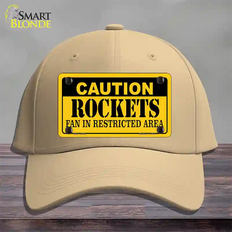 Caution Rockets Fan Novelty License Plate Hat Cotton / Khaki