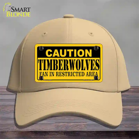 Caution Timberwolves Fan Novelty License Plate Hat Cotton / Khaki