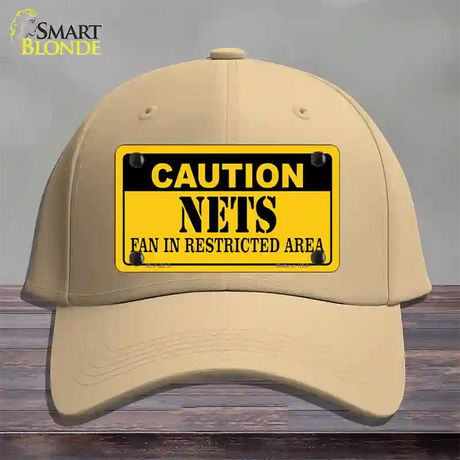 Caution Nets Fan Novelty License Plate Hat Cotton / Khaki