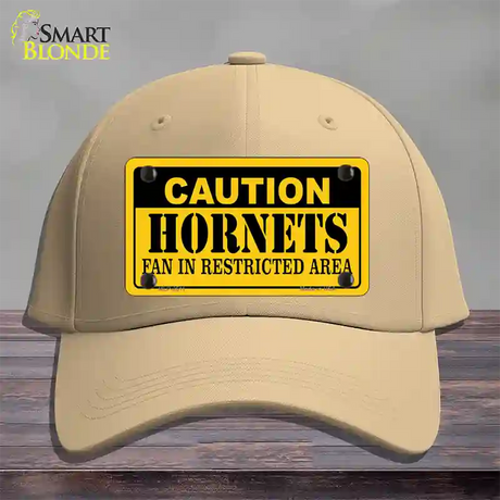 Caution Hornets Fan Novelty License Plate Hat Cotton / Khaki