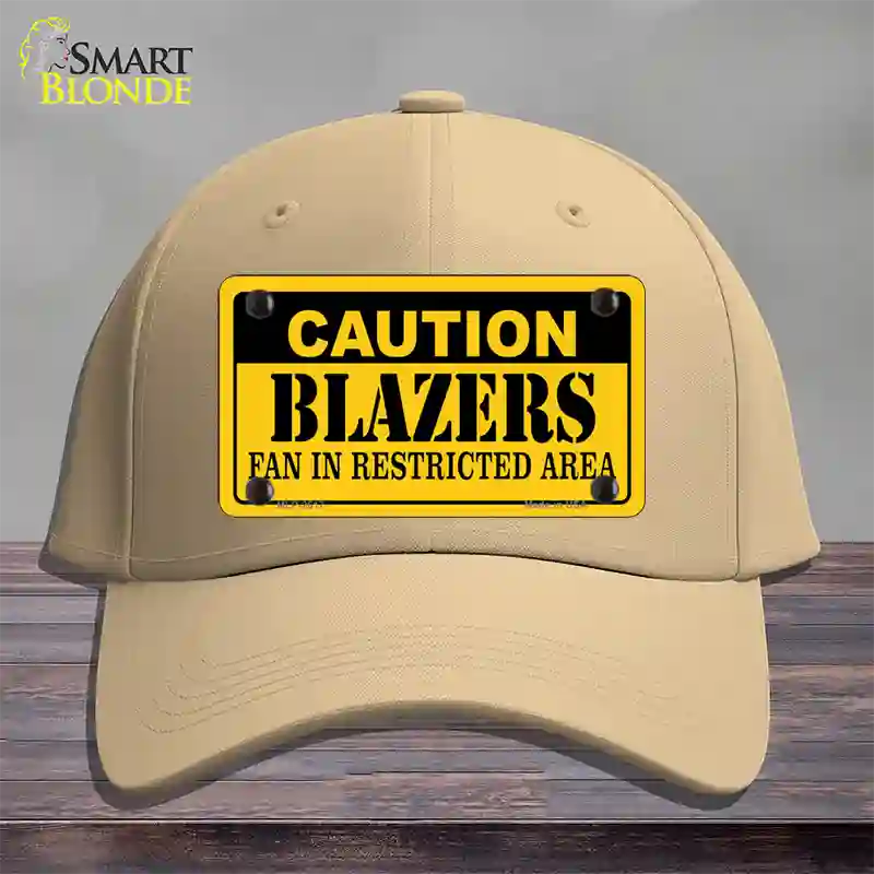 Caution Blazers Fan Novelty License Plate Hat Cotton / Khaki