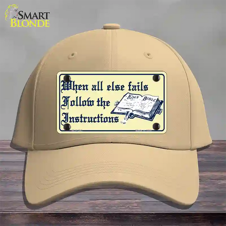 Follow Instructions Novelty License Plate Hat Cotton / Khaki