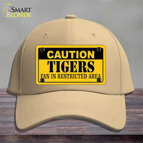 Caution Tigers Fan Novelty License Plate Hat Cotton / Khaki