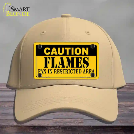 Caution Flames Novelty License Plate Hat Cotton / Khaki