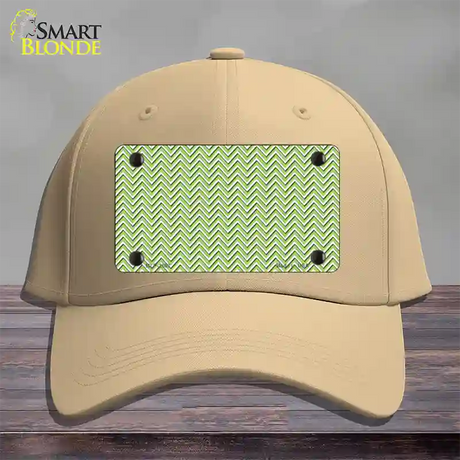 Lime Green White Chevron Novelty License Plate Hat Cotton / Khaki