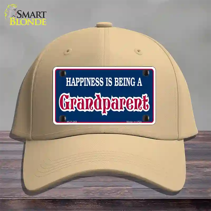 Happiness Being Grandparent Novelty License Plate Hat Cotton / Khaki