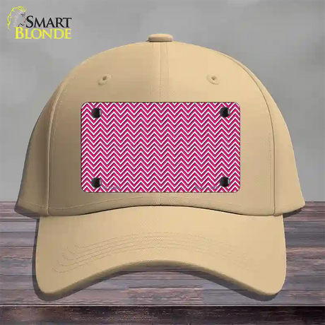 Pink White Chevron Novelty License Plate Hat Cotton / Khaki