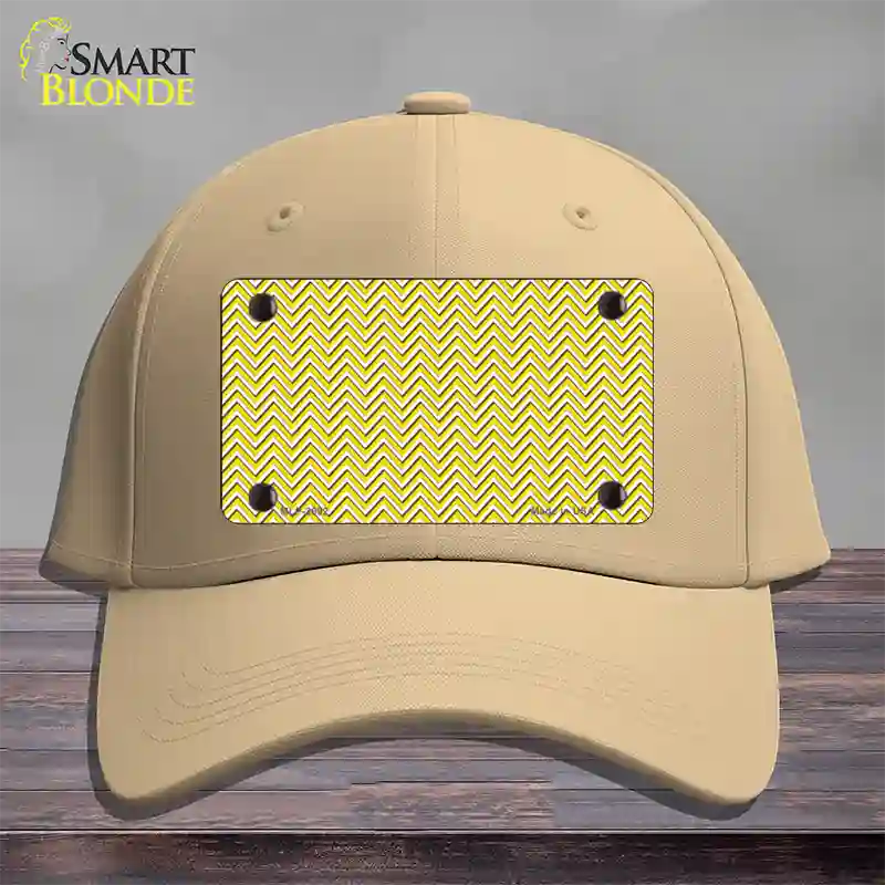 Yellow White Chevron Novelty License Plate Hat Cotton / Khaki