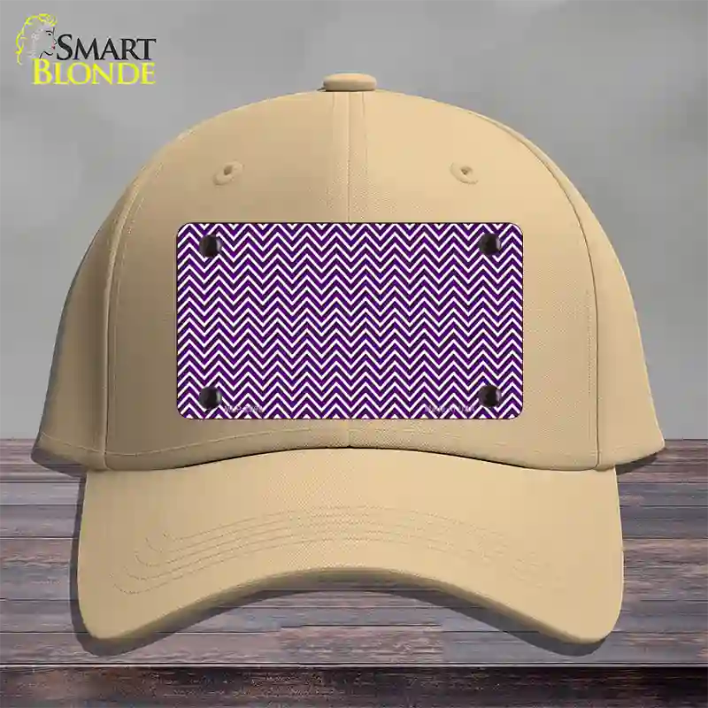 Purple White Chevron Novelty License Plate Hat Cotton / Khaki