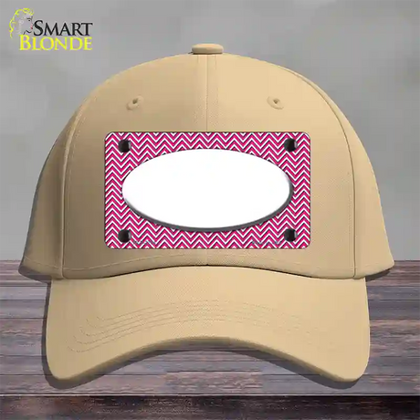 Pink White Chevon White Center Oval Novelty License Plate Hat Cotton / Khaki