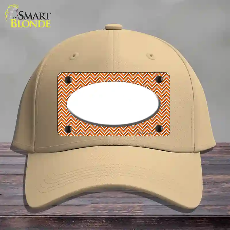 Orange White Chevon White Center Oval Novelty License Plate Hat Cotton / Khaki