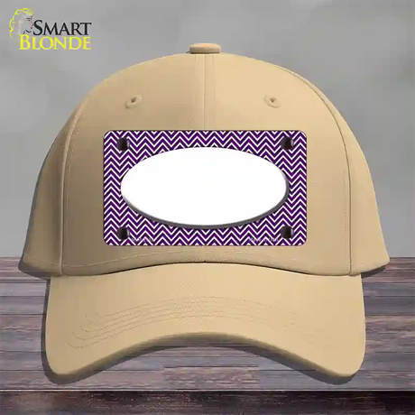 Purple White Chevon White Center Oval Novelty License Plate Hat Cotton / Khaki