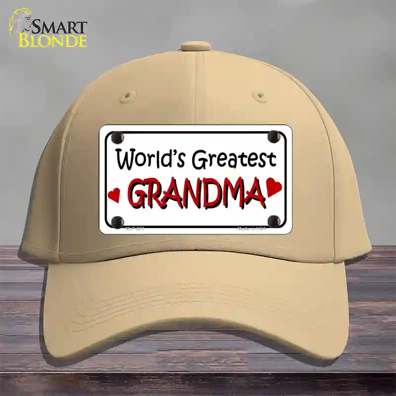 Worlds Greatest Grandma Novelty License Plate Hat Cotton / Khaki