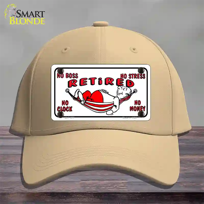 Retired With Hammock Novelty License Plate Hat Cotton / Khaki