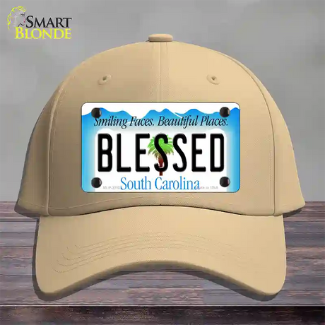 Blessed South Carolina Blue Novelty License Plate Hat Cotton / Khaki