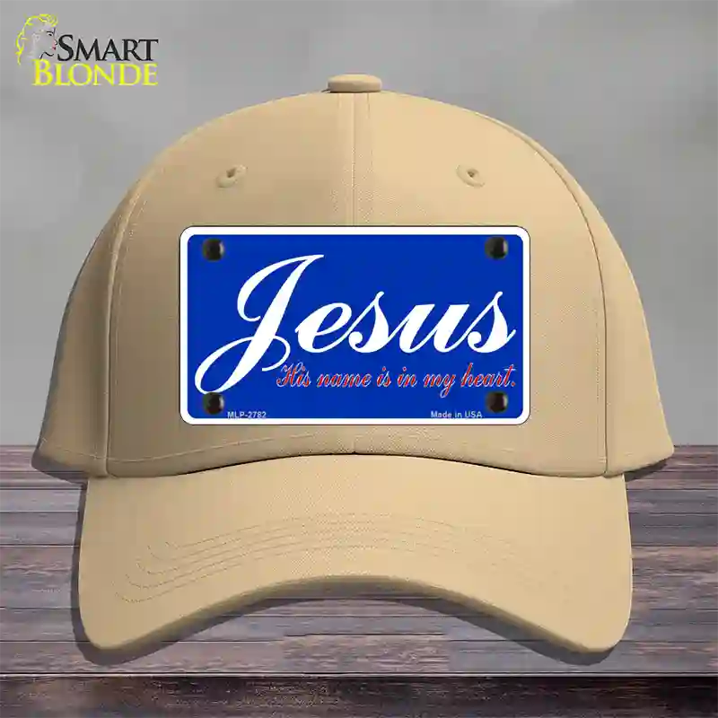 Jesus Blue Novelty License Plate Hat Cotton / Khaki