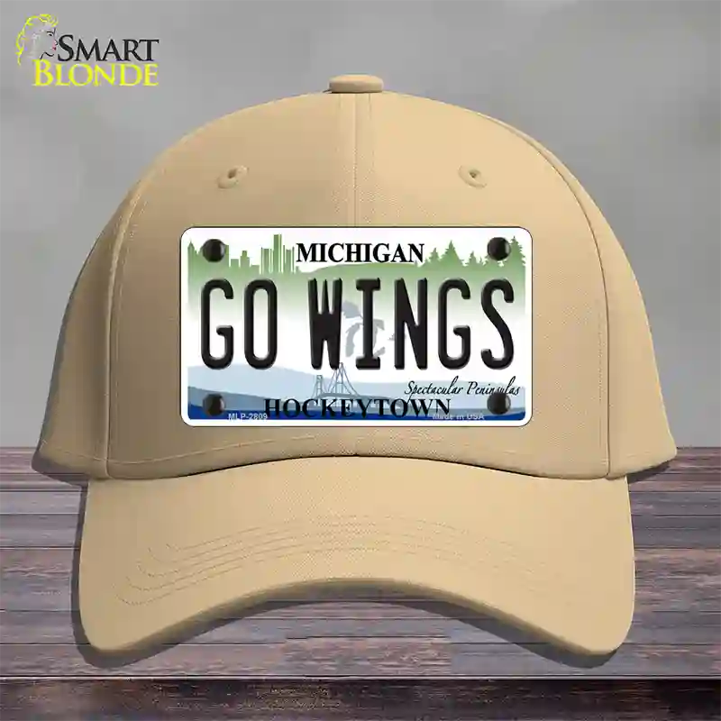 Go Wings Michigan State Novelty License Plate Hat Cotton / Khaki