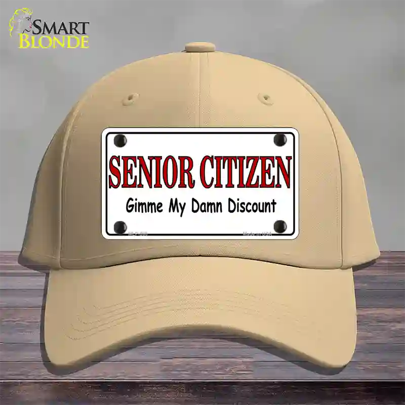 Senior Citizen Discount Novelty License Plate Hat Cotton / Khaki