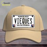 Vieques Puerto Rico Novelty License Plate Hat Cotton / Khaki