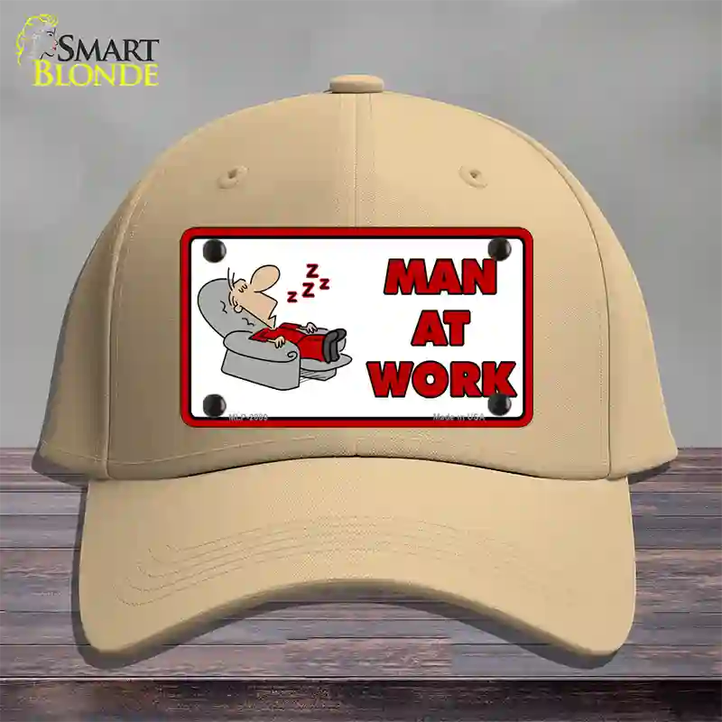 Man At Work Novelty License Plate Hat Cotton / Khaki