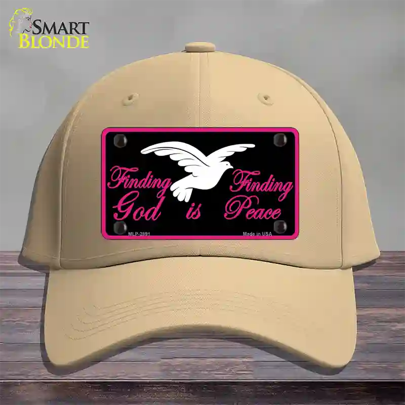 Finding God Finding Peace Black Novelty License Plate Hat Cotton / Khaki